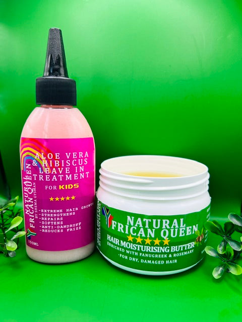 ALOE VERA & HIBISCUS LEAVE- IN TREATMENT 150ML, SHEA MOISTURISING HAIR BUTTER 250ML