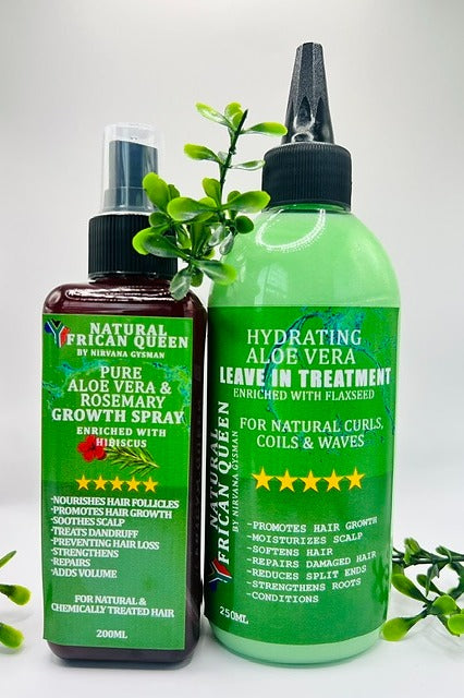 ALOE VERA & ROSEMARY GROWTH SPRAY 200ML, ALOE VERA HYDRATING LEAVE IN TREATMENT 250ML