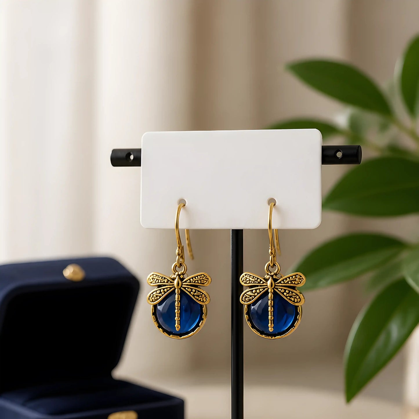 Sapphire Dragonfly Drop Earrings