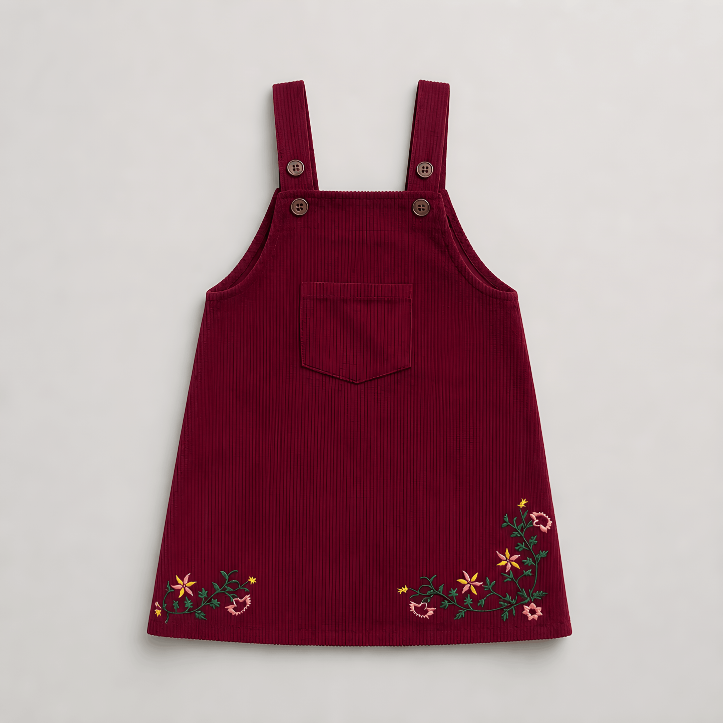 Girls Embroidered Corduroy Pinafore Dress
