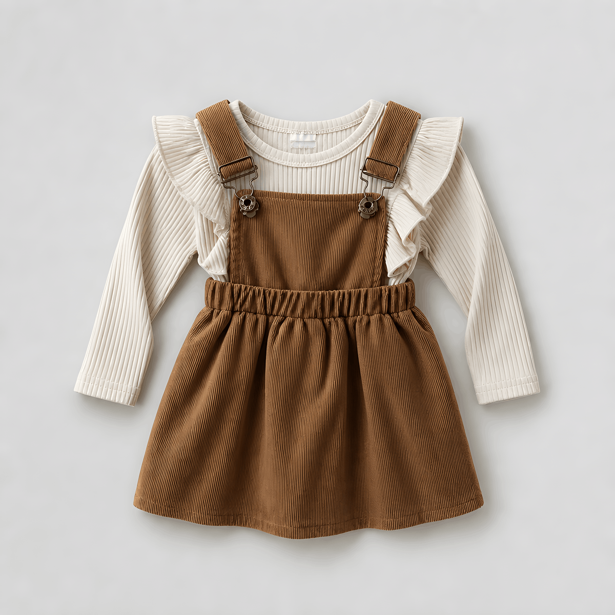 Autumn Ruffle Pinafore Set 🤎
