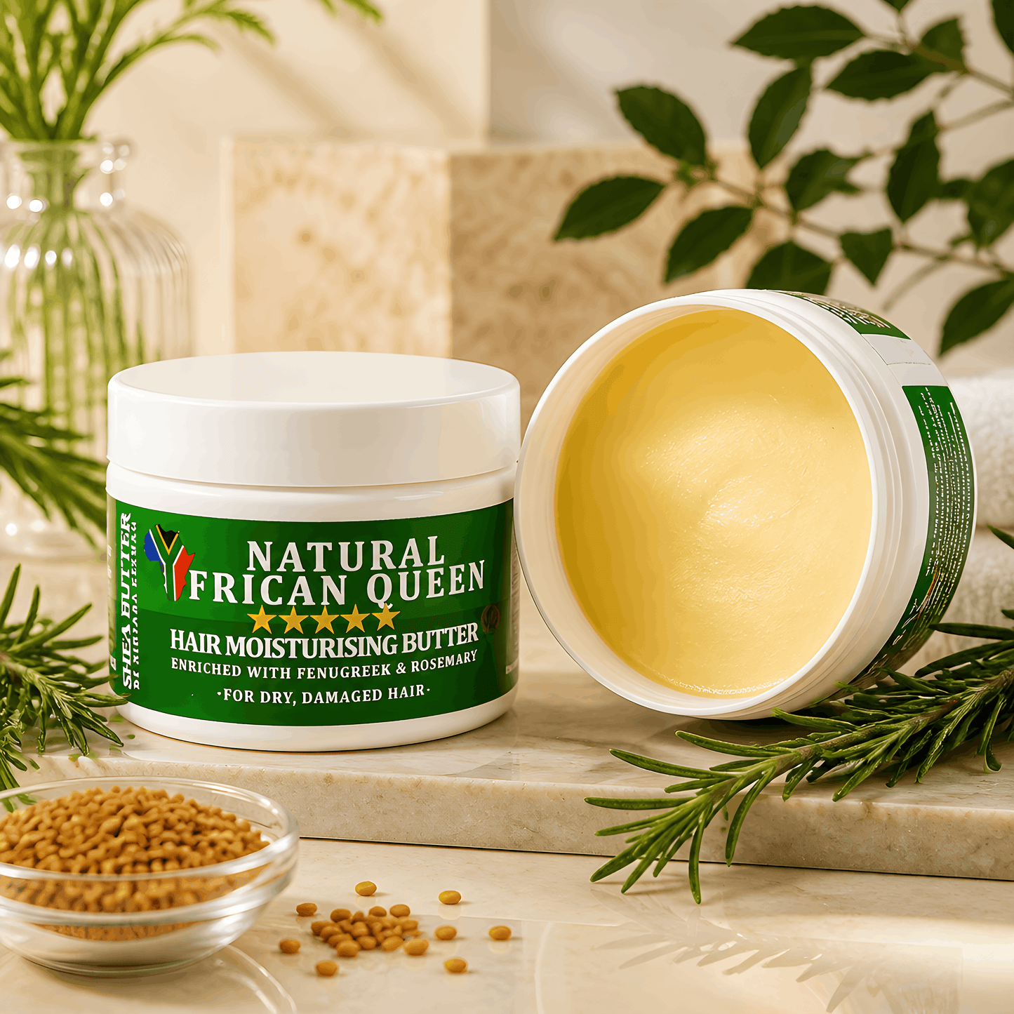 MOISTURISING HAIR BUTTER (WITH FLAXSEED & ROSEMARY), 250ML
