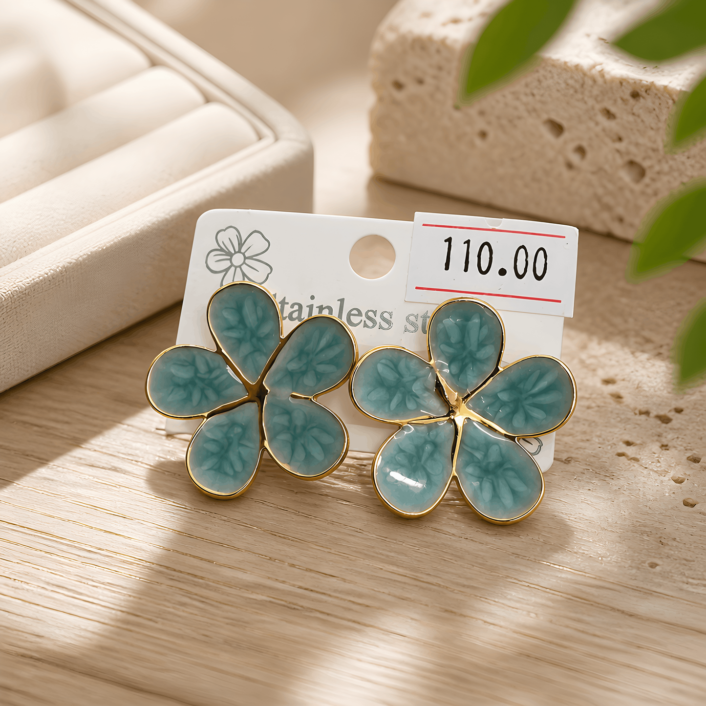 Stainless Steel Flower Stud Earrings