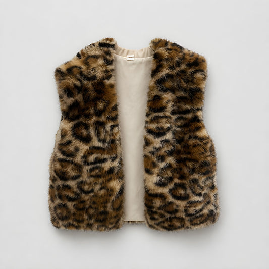 Leopard Luxe Faux Fur Vest 4yrs
