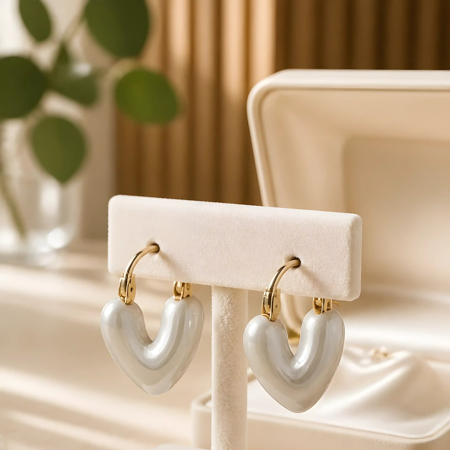Pearl Heart Hoop Earrings