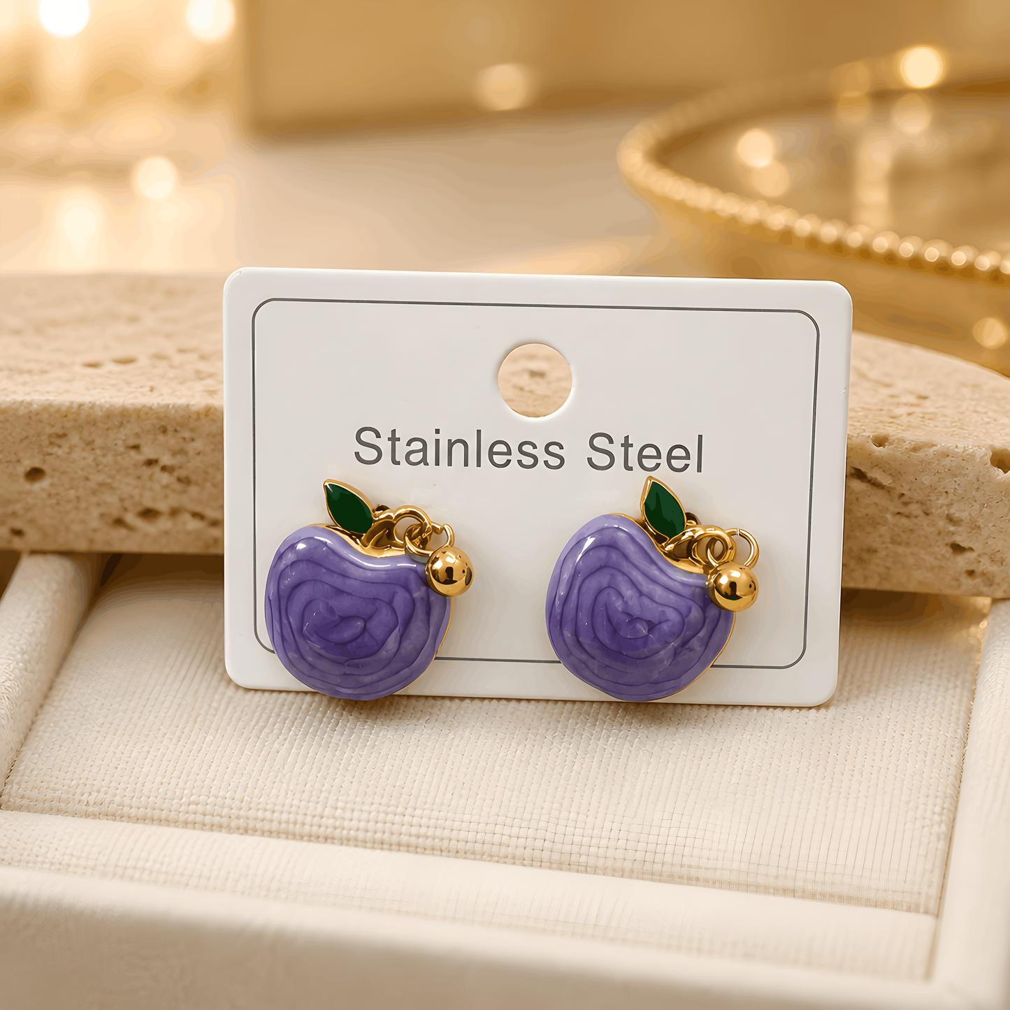 Purple Fruit Stainless Steel Earrings 💜