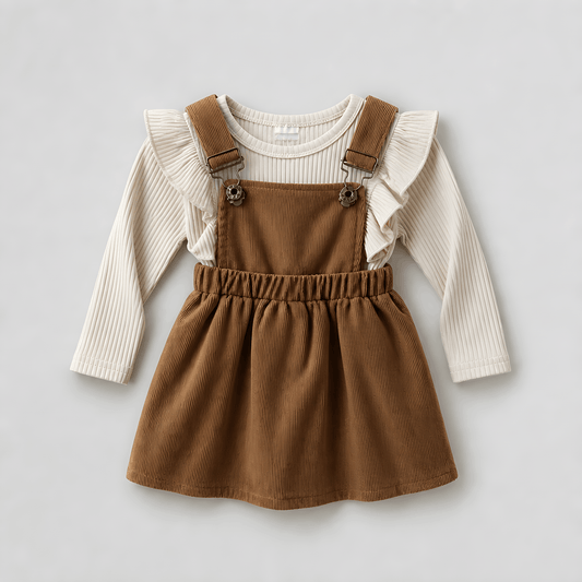 Autumn Ruffle Pinafore Set 🤎