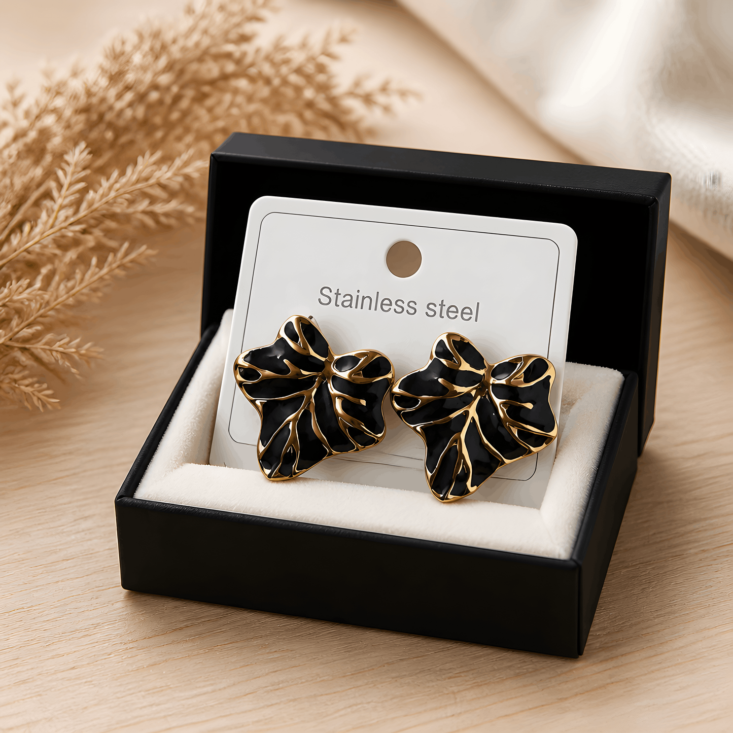 Stainless Steel Floral Statement Earrings