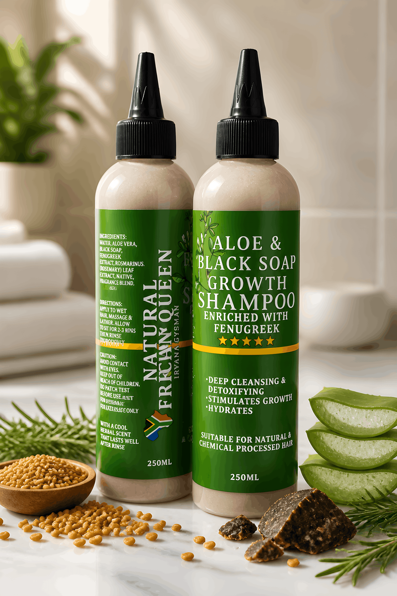 ALOE & BLACK SOAP GROWTH SHAMPOO, 250ML
