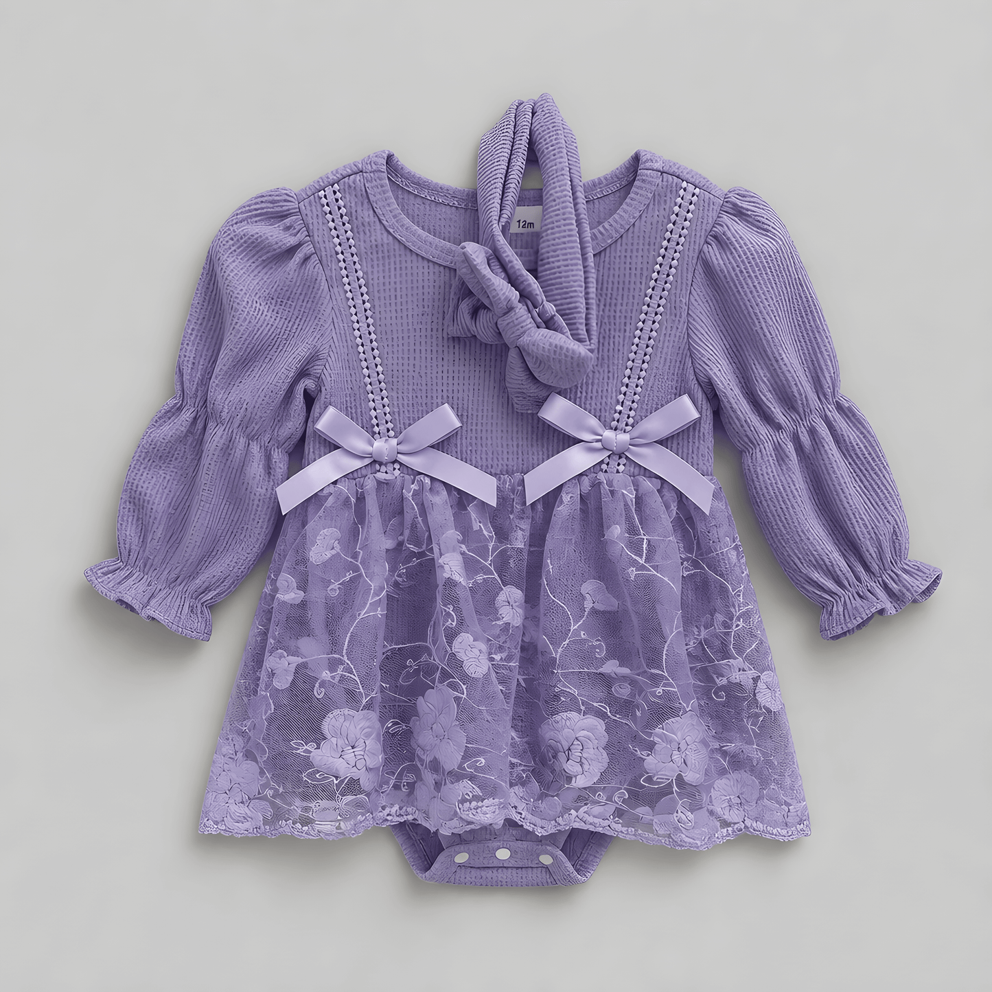 Lace Romper Dress & Headband Set 9-12mnths