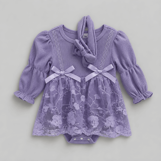 Lace Romper Dress & Headband Set 9-12mnths