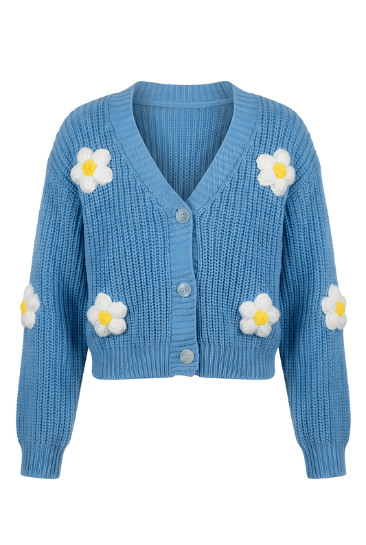 Daisy Knit Cardigan – Sky Blue 6Years