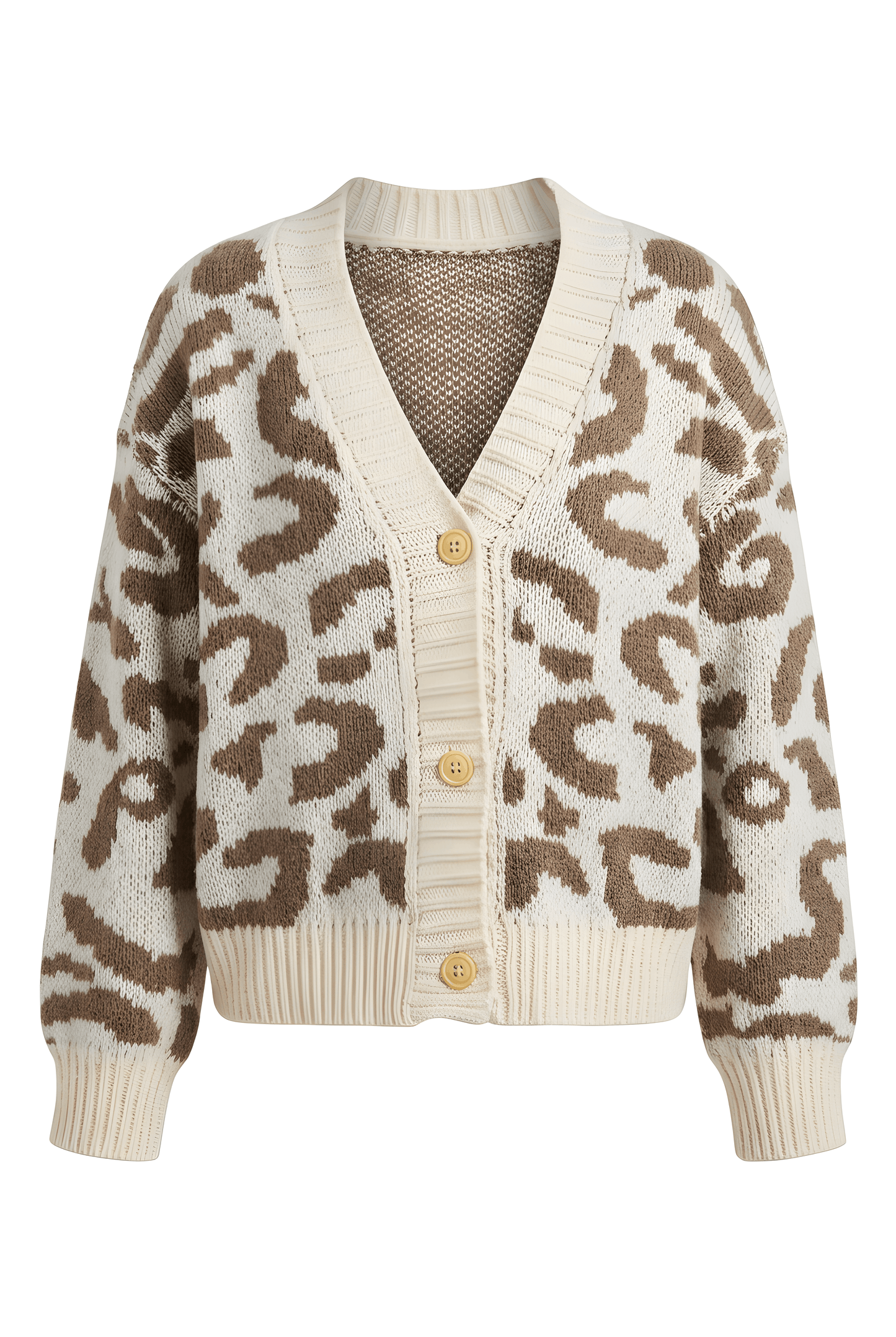 Leopard Print Knit Cardigan – Cream & Mocha 5Yrs